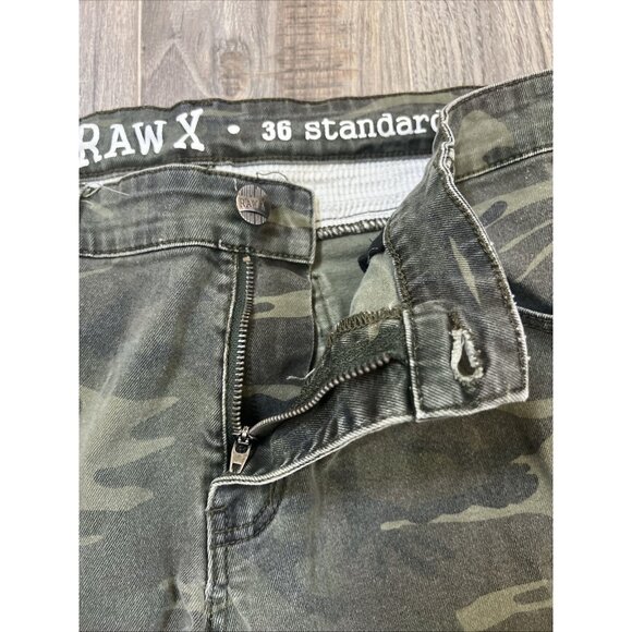 Raw X Standard Straight Leg Rock Military Green Camo Jeans Size 36/30 - Picture 4 of 12